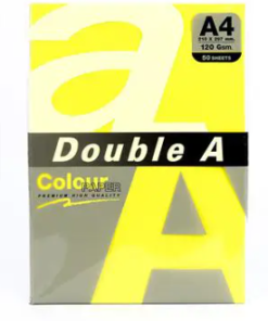 Double A A4 Color Card Paper 120 g. Yellow (Pack of 50 sheets)