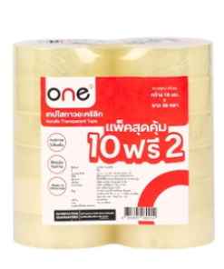 Transparent tape ONE 1 inch core 18 mm. x 36 yards Pack of 10, free 2