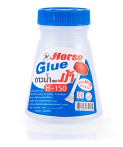 HORSE Glue with paddle, clear glue, 150 cc bottle (12 bottles/box)