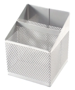 Square pen holder, silver ONE H8004