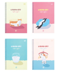 ELEPHANT Liquid Cat Wirebound Notebook A5 Size 50 Sheets 70g Assorted Patterns (W-113)