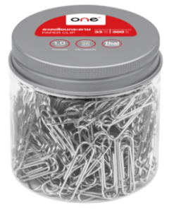 ONE ลวดเสียบกระดาษ สเปซเกรย์ ขนาด 33 มม. (กล่อง 300 ตัว)