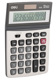 DELI E1222 เครื่องคิดเลข Calculator สีเงิน